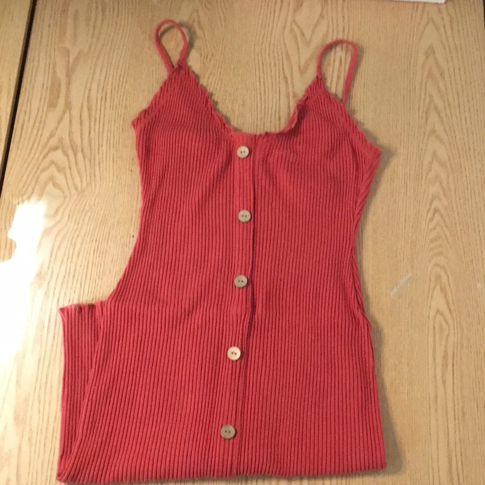 B6 New Derek Hart Ribbed Tank Dress Very Stretchy Burnt Burgundy Size Medium